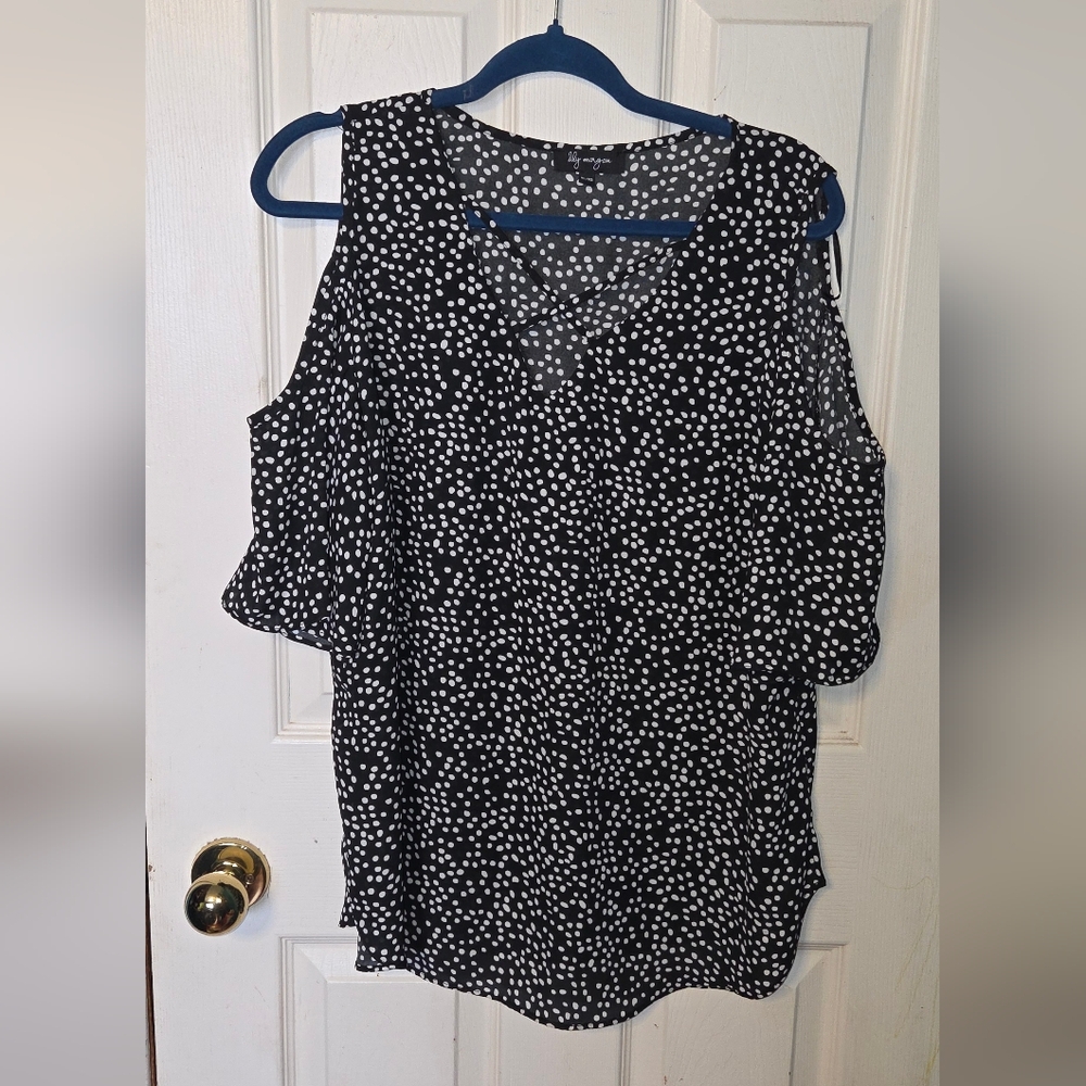 Stylish Black and White Polka Dot Blouse